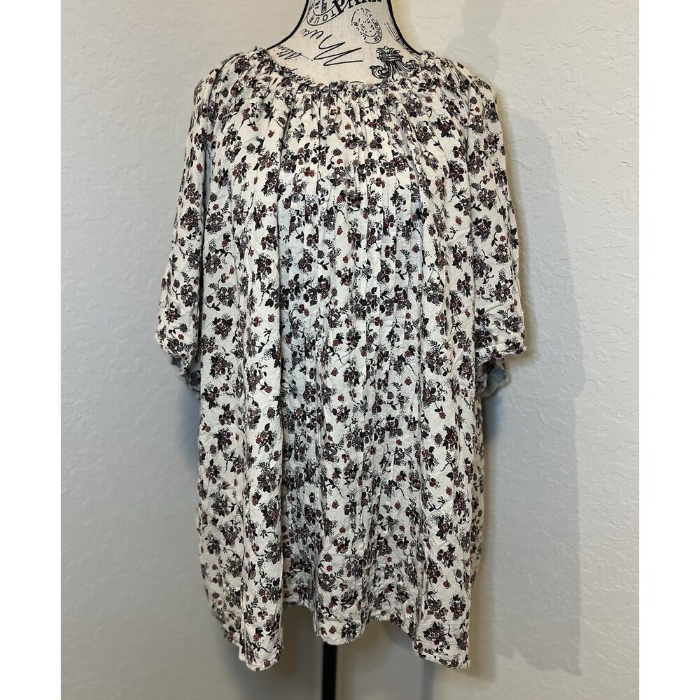 Lane Bryant Top Floral Ruffle Blouse Size 26/28 Casual Stretch Flowers